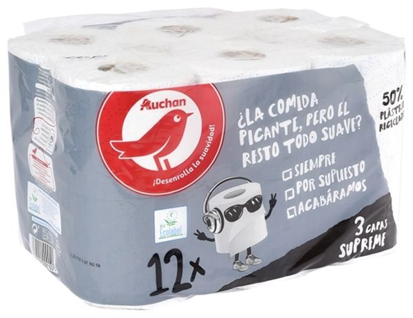 Papel higienico Auchan 3 capas Supreme